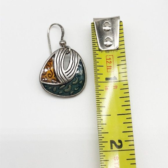 Vintage Artisan Enamel Pendant Necklace & Earrings Set with Ceramic Beads - Picture 11 of 11